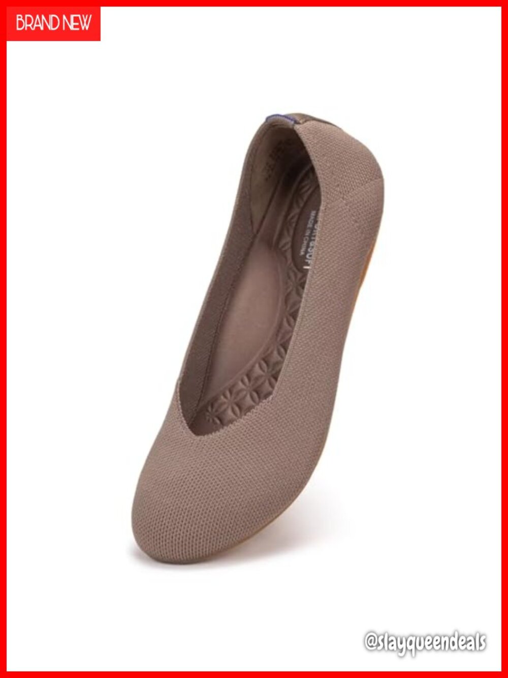 Wide Width Knit Ballet Flats Arch Support Round Toe Slip-On Casual Shoes